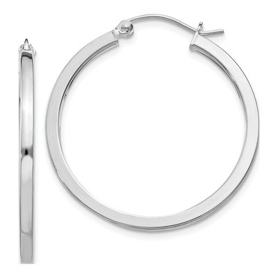 Sterling Silver 30mm Square Tube Hoop Earrings