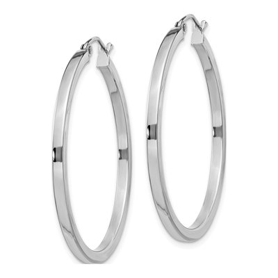 Sterling Silver 35mm Square Tube Hoop Earrings – view 3