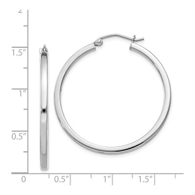 Sterling Silver 35mm Square Tube Hoop Earrings – view 5