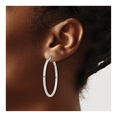 Sterling Silver 40mm Square Tube Hoop Earrings – view 4