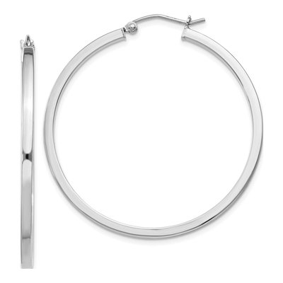 Sterling Silver 40mm Square Tube Hoop Earrings