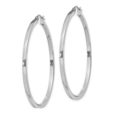 Sterling Silver 45mm Square Tube Hoop Earrings – view 3