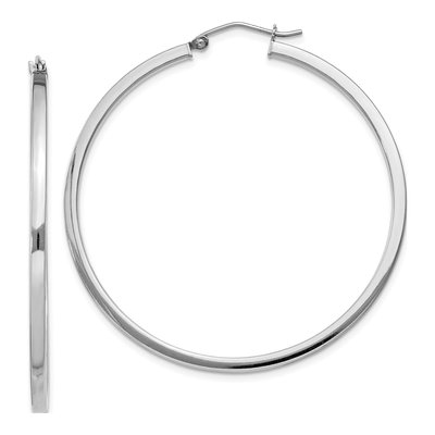 Sterling Silver 45mm Square Tube Hoop Earrings