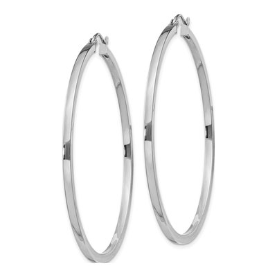 Sterling Silver 50mm Square Tube Hoop Earrings – view 3