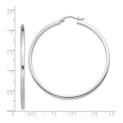 Sterling Silver 50mm Square Tube Hoop Earrings – view 5