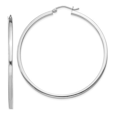 Sterling Silver 50mm Square Tube Hoop Earrings