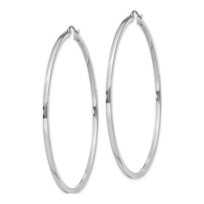Sterling Silver 60mm Square Tube Hoop Earrings – view 3