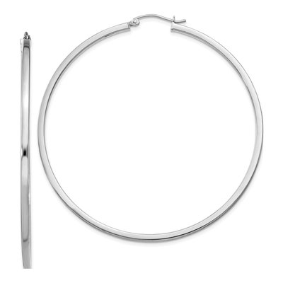 Sterling Silver 60mm Square Tube Hoop Earrings