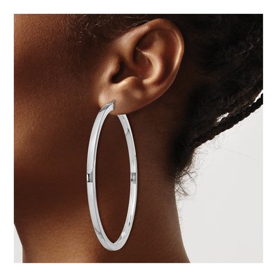 Sterling Silver 65mm Square Tube Hoop Earrings – view 4