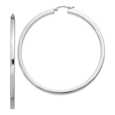 Sterling Silver 65mm Square Tube Hoop Earrings