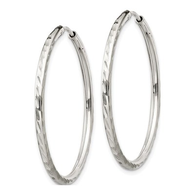 Sterling Silver 35mm Diamond-Cut Endless Hoop Earrings – view 3