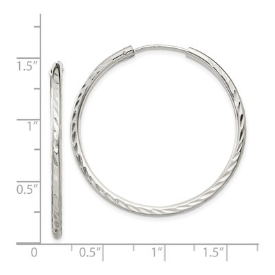 Sterling Silver 35mm Diamond-Cut Endless Hoop Earrings – view 5