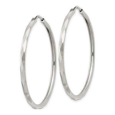 Sterling Silver 36mm Diamond-Cut Endless Hoop Earrings – view 3