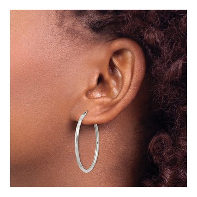 Sterling Silver 36mm Diamond-Cut Endless Hoop Earrings – view 4