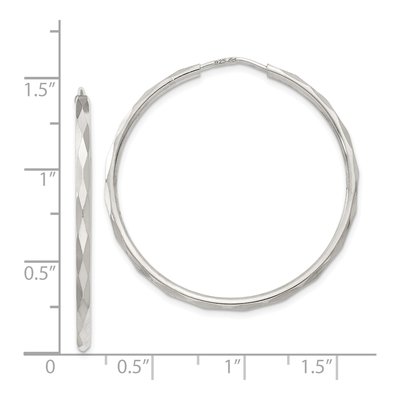 Sterling Silver 36mm Diamond-Cut Endless Hoop Earrings – view 5