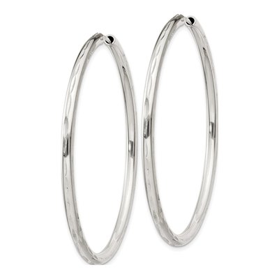 Sterling Silver 50mm Diamond-Cut Endless Hoop Earrings – view 3
