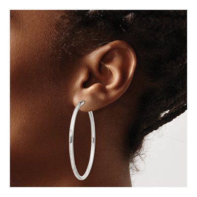 Sterling Silver 50mm Diamond-Cut Endless Hoop Earrings – view 4