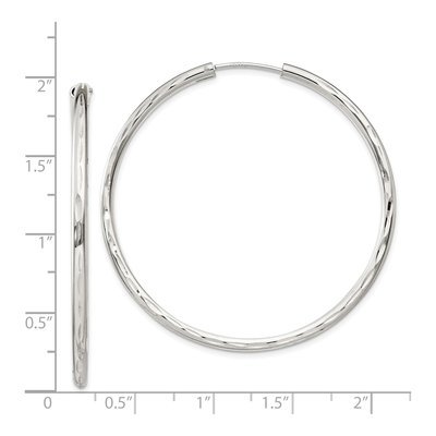 Sterling Silver 50mm Diamond-Cut Endless Hoop Earrings – view 5
