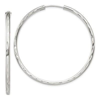 Sterling Silver 50mm Diamond-Cut Endless Hoop Earrings