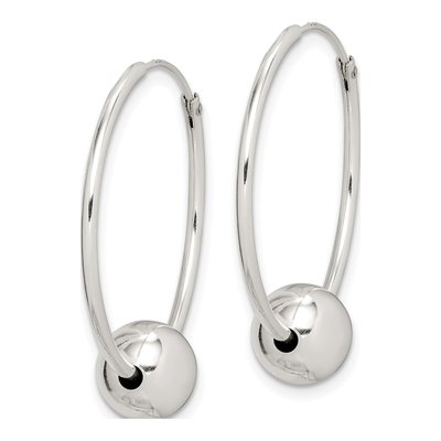 Sterling Silver Bead Endless Hoop Earrings – view 3