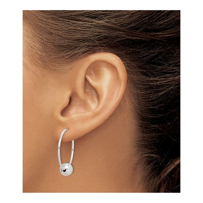 Sterling Silver Bead Endless Hoop Earrings – view 4