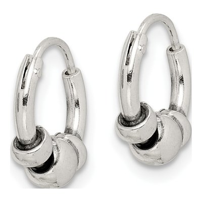 Sterling Silver 10mm Tiny Beaded Endless Hoop Earrings – view 3