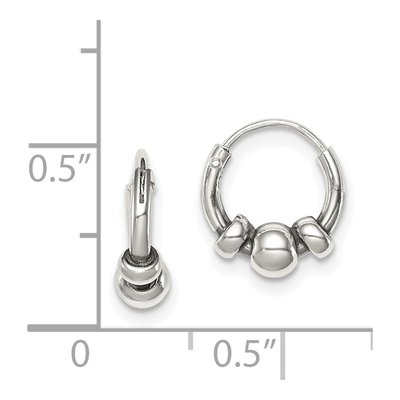 Sterling Silver 10mm Tiny Beaded Endless Hoop Earrings – view 5