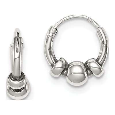 Sterling Silver 10mm Tiny Beaded Endless Hoop Earrings