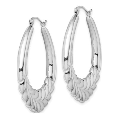 Sterling Silver 41mm Wheat Oval Hoop Earrings – view 3