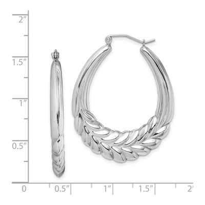 Sterling Silver 41mm Wheat Oval Hoop Earrings – view 5