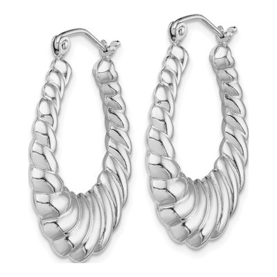 Sterling Silver Oval Shrimp Hoop Earrings – view 3