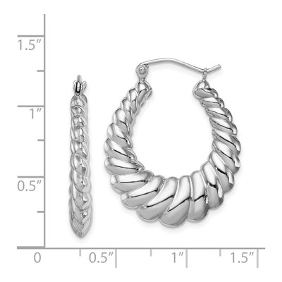 Sterling Silver Oval Shrimp Hoop Earrings – view 5