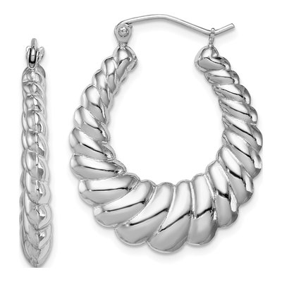 Sterling Silver Oval Shrimp Hoop Earrings
