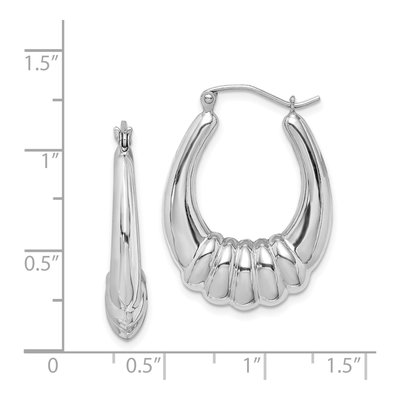 Sterling Silver 29mm Scalloped Oval Hoop Earrings – view 5