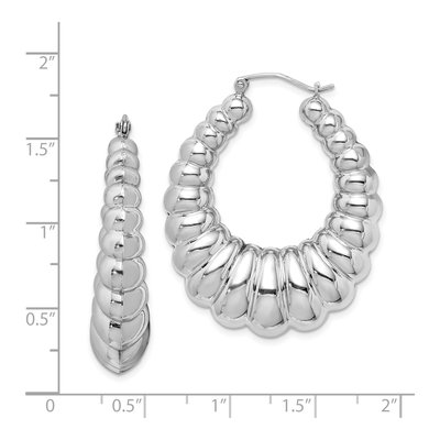 Sterling Silver Rhodium-Plated Oval Hoop Earrings – view 5