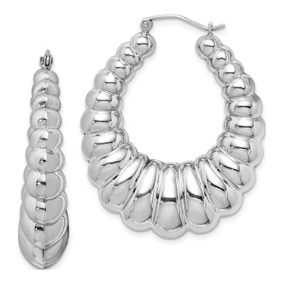 Sterling Silver 41mm Oval Hoop Earrings