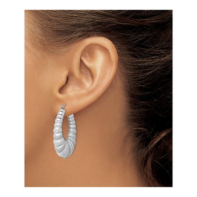 Sterling Silver Shrimp Hoop Earrings – view 4