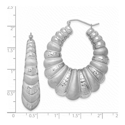 Sterling Silver Diamond-Cut Oval Hoop Earrings – view 5