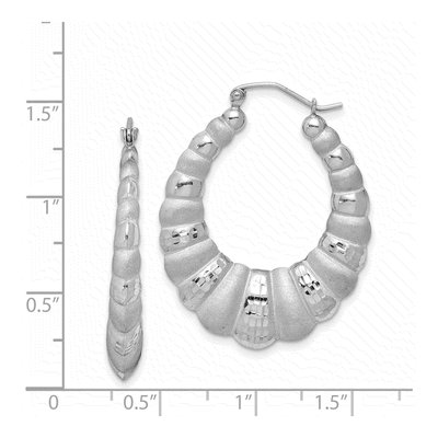 Sterling Silver Diamond-Cut Shrimp Hoop Earrings – view 5
