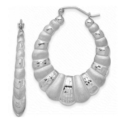 Sterling Silver Diamond-Cut Shrimp Hoop Earrings