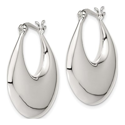 Sterling Silver 30mm Puffed Hoop Earrings – view 3
