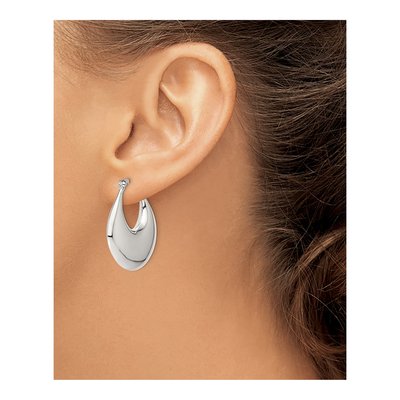 Sterling Silver 30mm Puffed Hoop Earrings – view 4