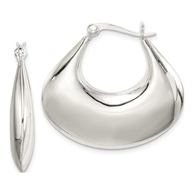 Sterling Silver 30mm Puffed Hoop Earrings