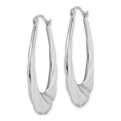 Sterling Silver 32mm Twisted Scalloped Hoop Earrings – view 3