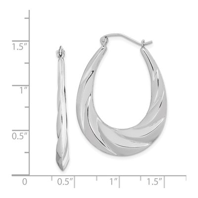 Sterling Silver 32mm Twisted Scalloped Hoop Earrings – view 5