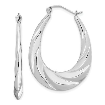 Sterling Silver 32mm Twisted Scalloped Hoop Earrings