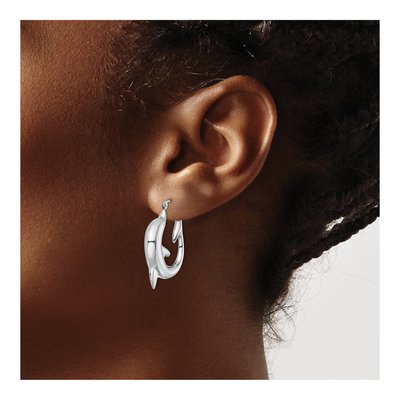 Sterling Silver Dolphin Hoop Earrings – view 4
