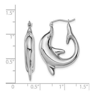 Sterling Silver Dolphin Hoop Earrings – view 5