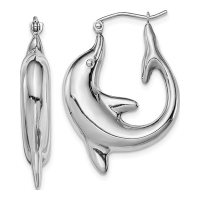 Sterling Silver Dolphin Hoop Earrings