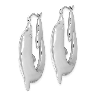 Sterling Silver Dolphin Hoop Earrings – view 3